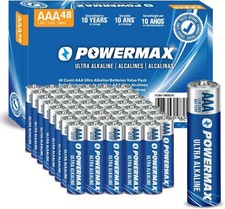 Powermax AAA Batteries 48-Count Ultra Long-Lasting Alkaline, 10-Year Shelf Life
