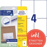 Avery Zweckform 6120 Universal Etiketten 120 Stk 105X148Mm A4 Matt Weiß