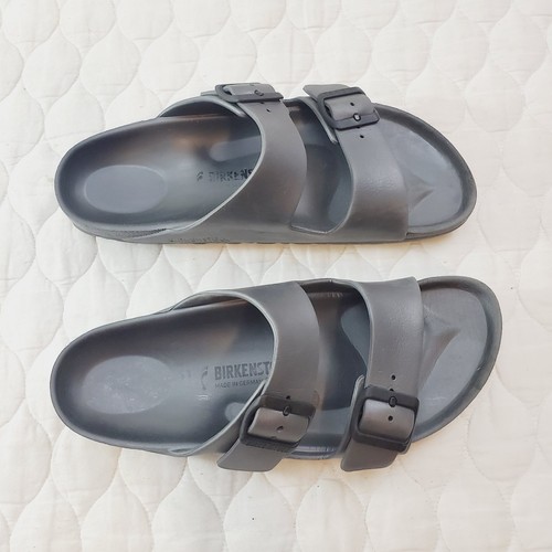Sandalias Birkenstock Arizona EU 41 Doble Correa Goma Gris Sin Cordones Unisex 8M 10W - Imagen 4 de 9