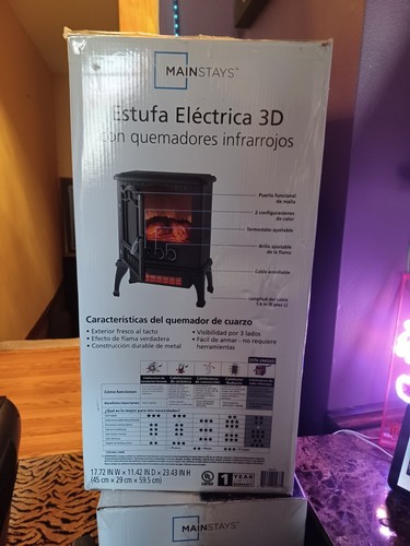 Mainstays 2-Setting 3D Electric Stove Heater w/ Life-like Flame, Black - Picture 7 of 7