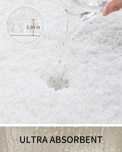 Bathroom Rugs White 17×24 Fluffy Absorbent Bath Rug Carpet Absorbent Washable... - Picture 6 of 7