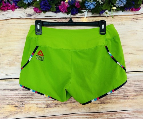 Pantaloncini sportivi Reebok CrossFit donna verde brillante orlo colorato logo taglia S - Foto 3 di 11