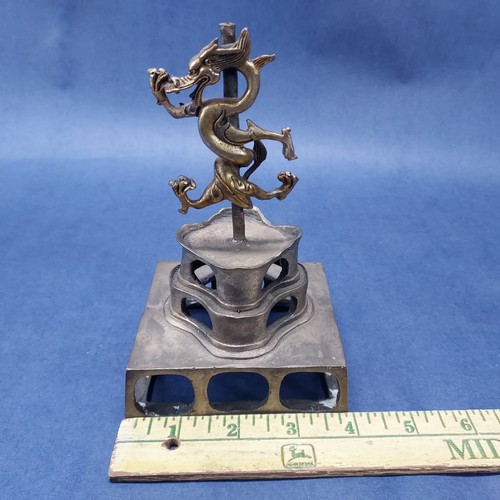 Estatua Dragón Tíbet Bronce Dorado Loto Sit Shakyamuni Amitabha Buda Tathagata - Imagen 13 de 14