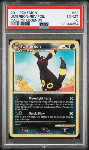 2011 POKEMON CALL OF LEGENDS UMBREON #22 REVERSE FOIL PSA 6 EX #113346354