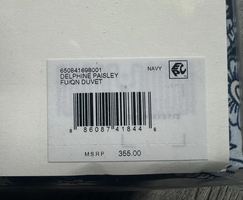 New Ralph Lauren Full Queen Duvet Cover Delphine 100% Cotton Floral Navy Blue - Image 4 of 4