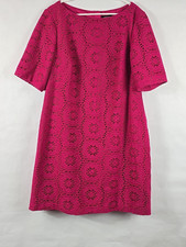 Adrianna Papell 22W Crochet Open Lace Shift Dress Lined Exposed Zip Pink Glam