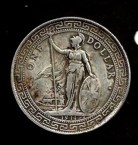 1911 United Kingdom British SILVER Trade ONE Dollar ***XF***