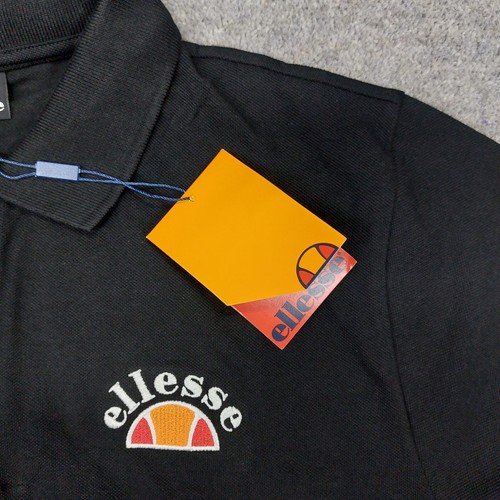 Ellesse Quale Polo Shirt Mens XL Black Cotton Breathable Summer Casual Retro New - Picture 7 of 18