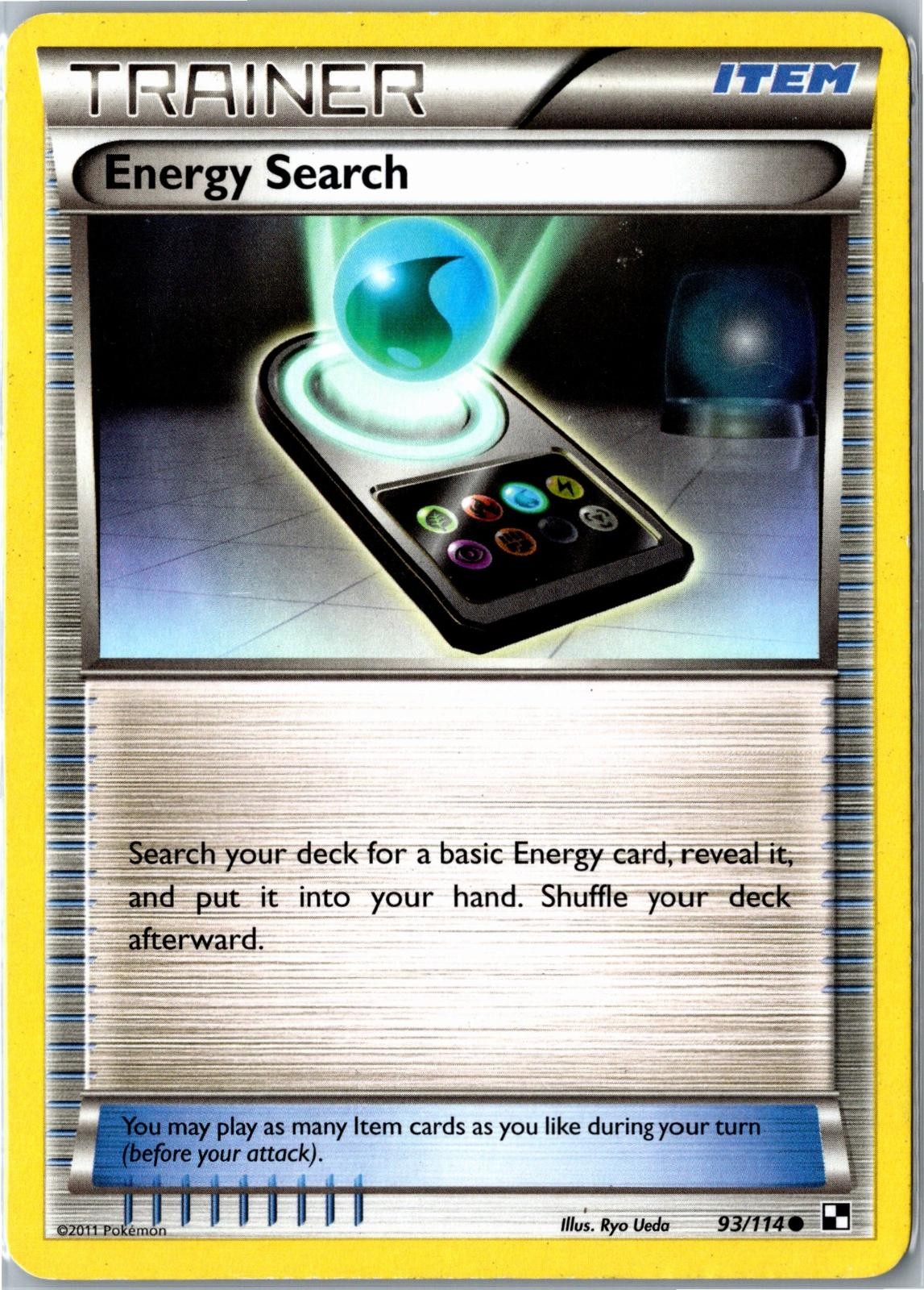 Pokemon Card - Energy Search 93/114 Black & White 2011 Common Heavily Played