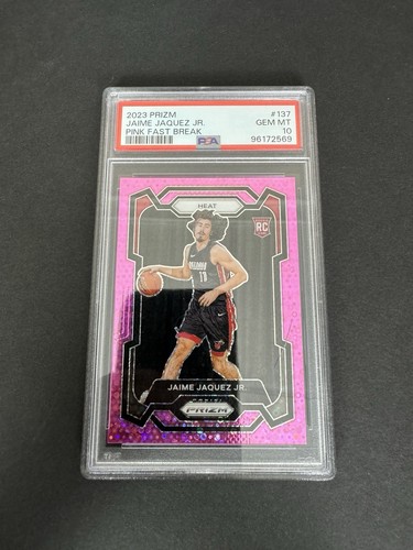 2023-24 Panini Prizm Fast Break Pink Prizm Jaime Jaquez Jr RC /50 #137 PSA 10
