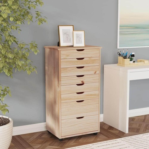 Linon Home Decor Mcleod Natural 8 Drawer Rolling Storage Organizational Cart - Picture 16 of 16