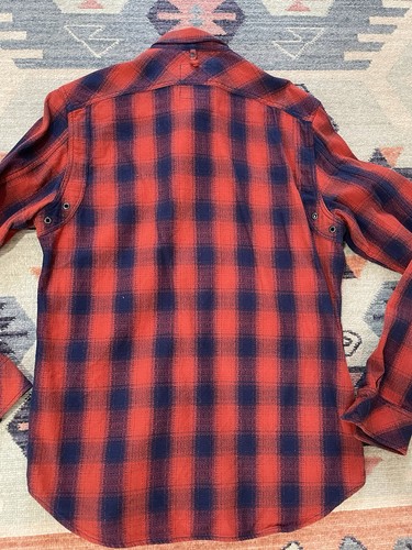 G-Star Raw Shirt Wolker Snap Button Long Sleeve Overshirt Red Plaid Men's Large - Picture 15 of 24