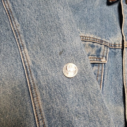 Vtg Marlboro Country Store Mens L Blue Denim Trucker Jean Jacket Leather Collar - Picture 3 of 12