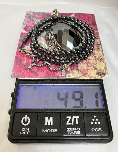 Estate SI INDIA FACETED HEMATITE PENDANT STERLING BALL BEAD CHAIN NECKLACE-NWOT - Picture 6 of 9