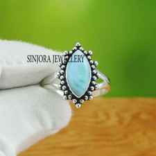 Larimar Gemstone 925 sterling silver Handmade Gift Ring US size 5 to 13