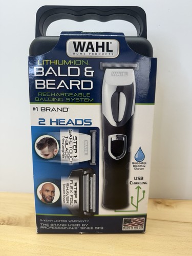 Wahl Bald N Afeitado Recargable Dos Cabezales Enjuagable T-Blade Recortadora para Hombres, - Imagen 1 de 4