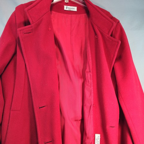 VTG Forecaster of Boston Wool Trench Pea Coat Red Sz 18 Double Breasted Made USA - Picture 7 of 16