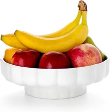 Kitchen Countertop Ceramic Petal Fruit Bowl, 11-Inch Modern Decorative Bowl,