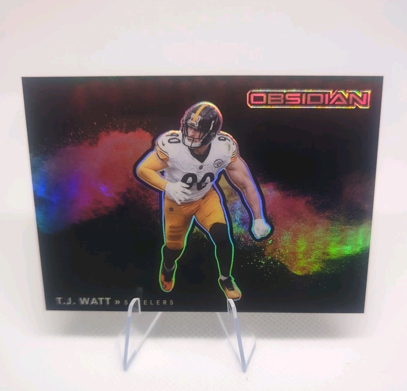 2021 Panini Obsidian TJ Watt Color Blast Black 🔥  Case Hit  SSP CLEAN