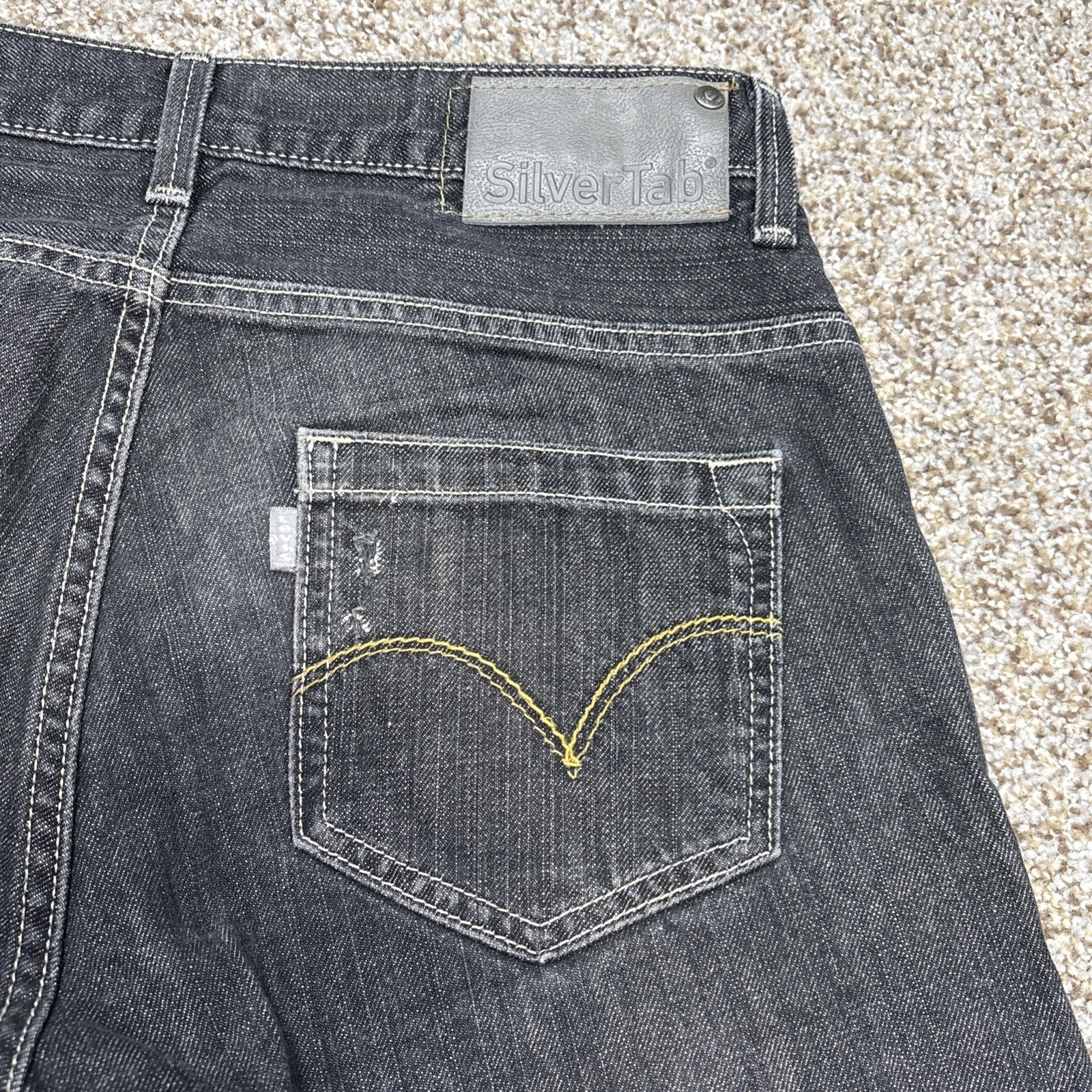 Levis Silver Tab Slim Jeans Mens 31 X 29 Black Denim Faded  Straight Skater Y2K - View 15