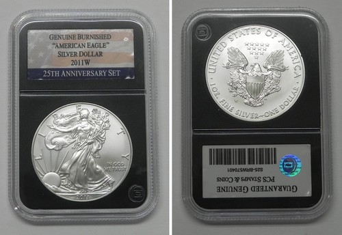 PCS35 2011 W American Silver Eagle 25th Anniv Set - brüniert unc in PCS Halter