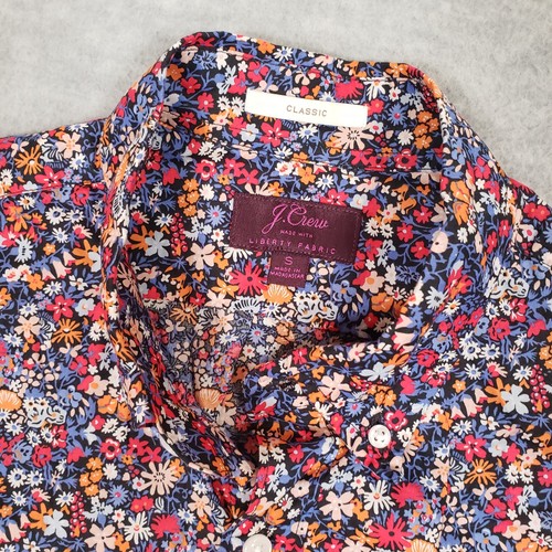 J.Crew Liberty Fabric Floral Art Shirt Mens Small Multicolor Red Blue Classic - Picture 3 of 6