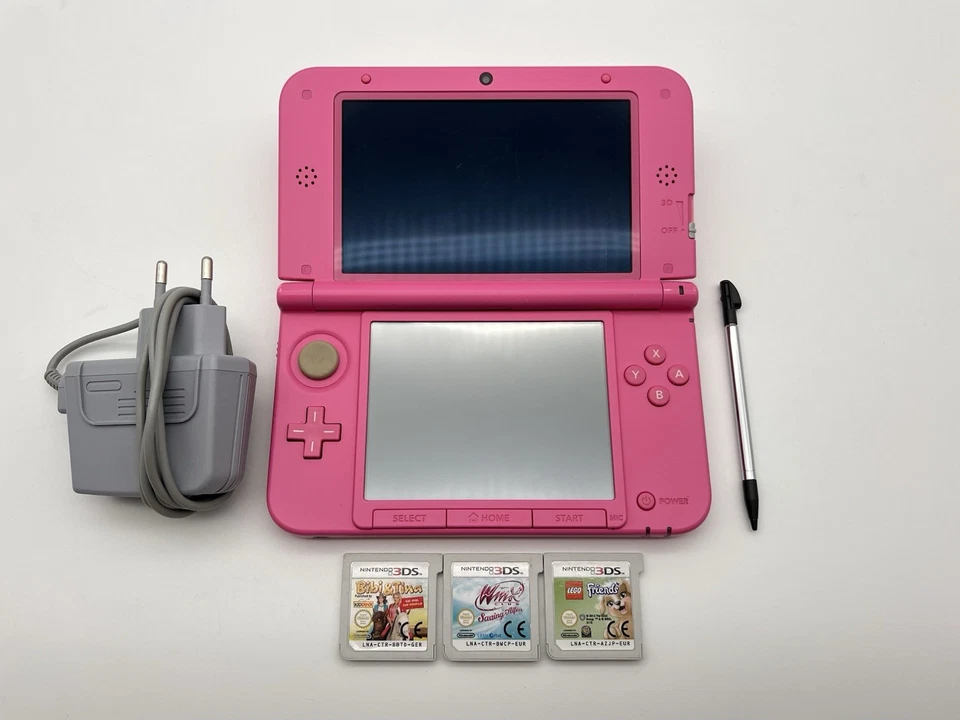 Nintendo 3DS XL Handheld Konsole in Pink | Rosa + Ladekabel & 3x Spiele | GUT - Bild 1 von 4