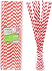 18 Inch Extra Long Paper Drinking Straws - 18 (Pack of 100), Red Stripes
