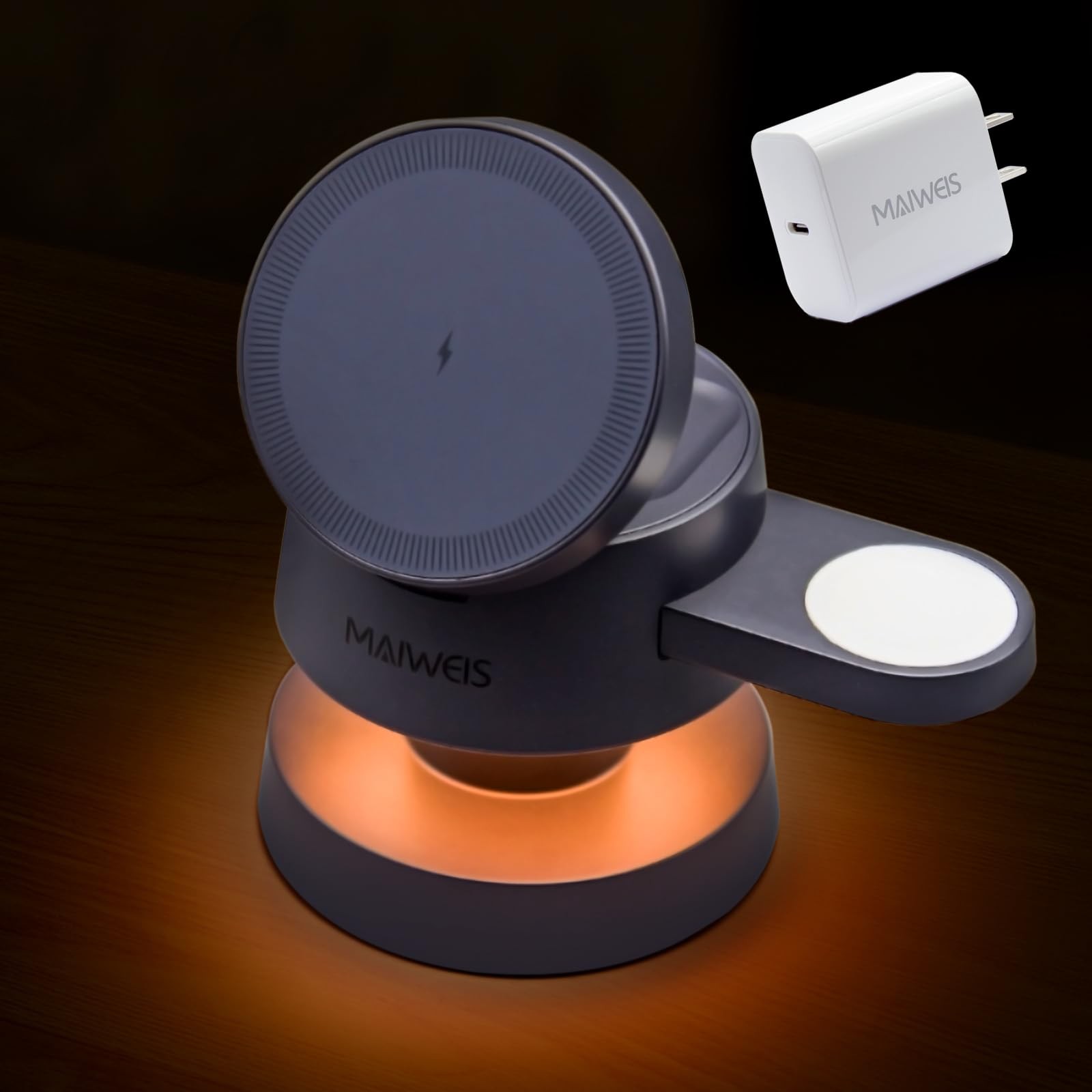 4-in-1 Magnetic Wireless Charger with Mushroom Night Light & Foldable Design