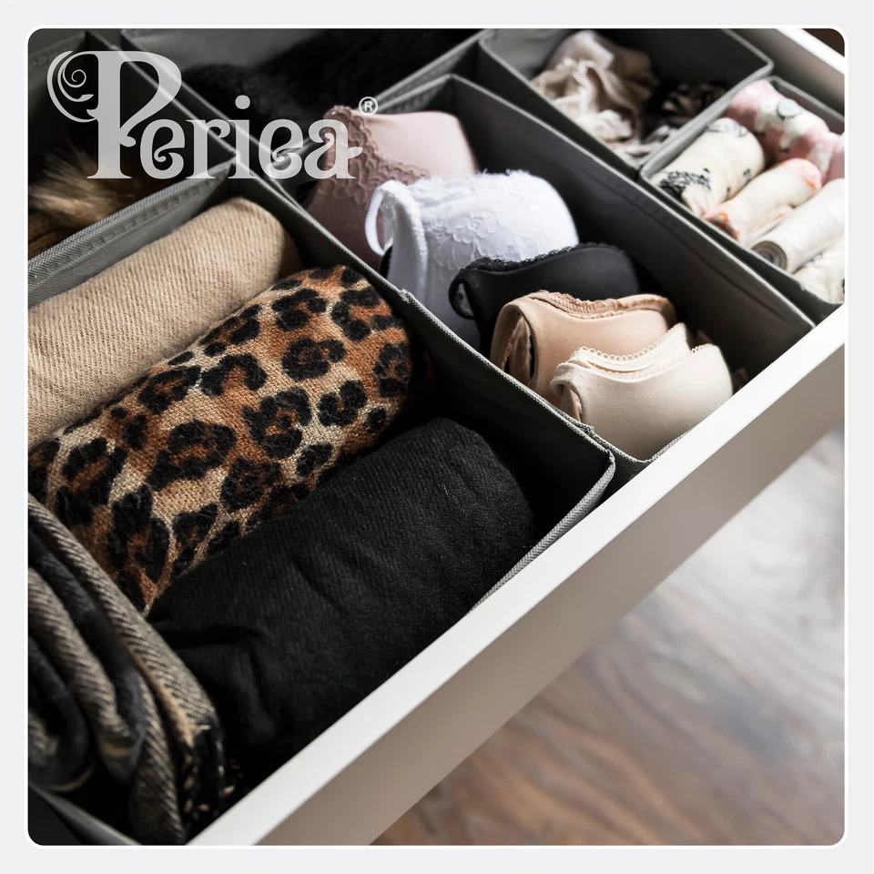 Periea Fern 12 Pcs Drawer Organiser Box Underwear Socks Tie Wardrobe Divider UK - Image 2 of 4