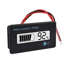 DC 12V Battery Meter - Battery Capacity Voltage Monitor Gauge Indicator - White