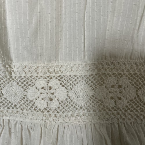 Vintage White Dress Crocheted Detailing Square Neckline 3/4 Sleeves Stanton Jr - Picture 7 of 24
