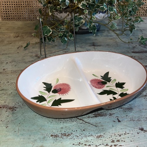 Stangl Vintage Pottery Thistle Flower Vegetable Bowl Divided. 10.5”. EUC - Picture 3 of 8