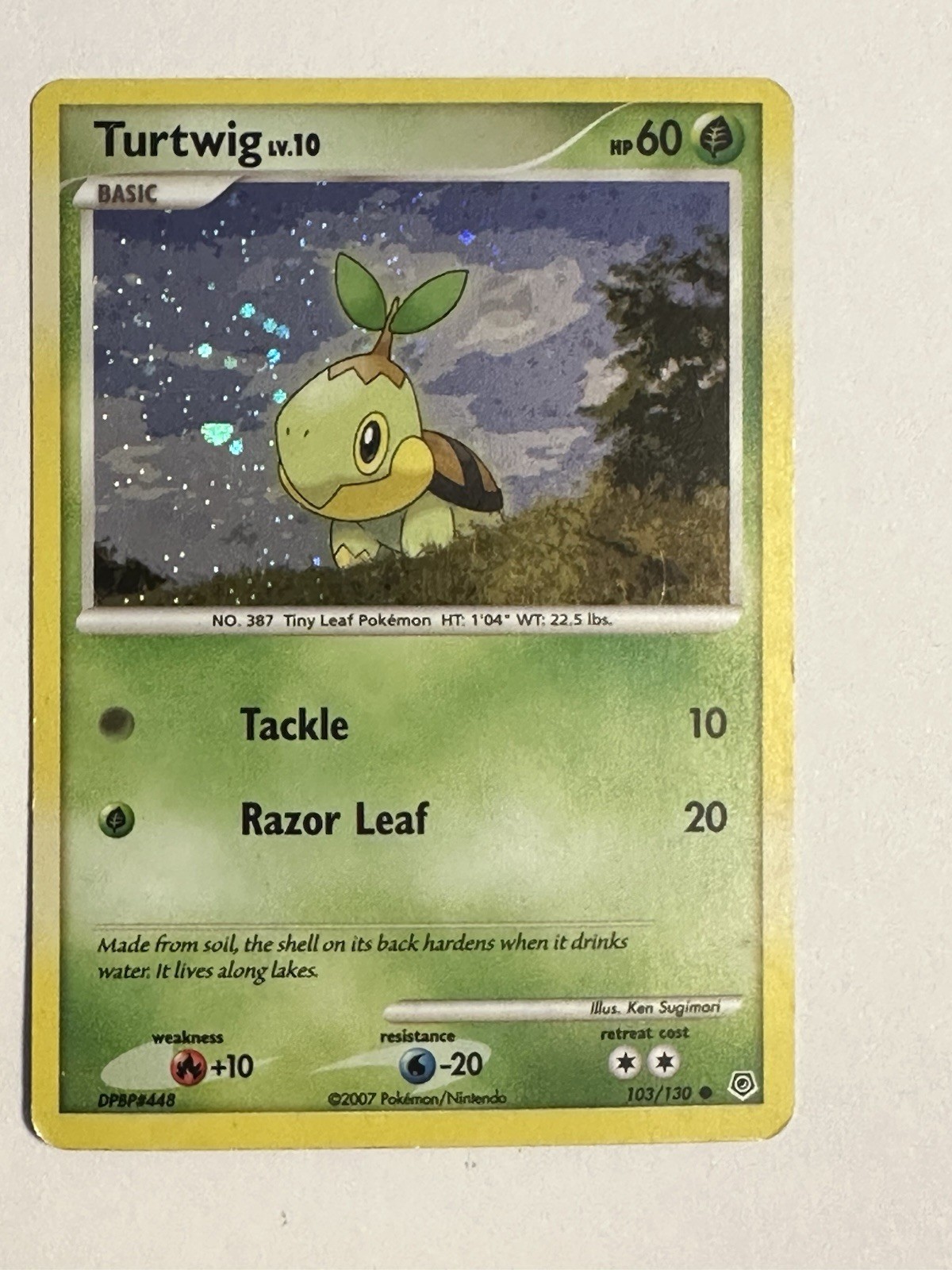 2007 Pokémon Turtwig 103/130 Reverse Holo Diamond & Pearl LP Vintage Card