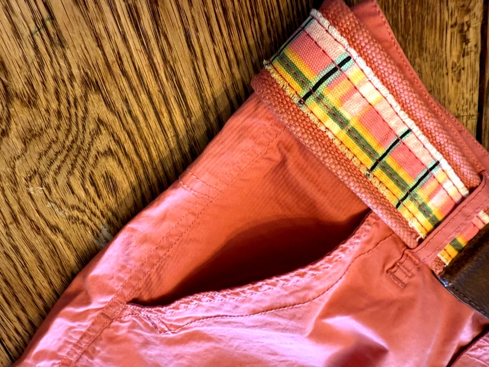 MUDD JEANS MINI FALDA CINTURÓN A CUADROS Melocotón/Naranja FESTIVAL Preppy Boho 11 ¡NUEVO! $36 Foto 4 de 4