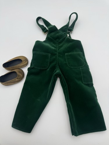American Girl Of Today Pleasant Company Holiday Bib Overall Shoes Green Velvet - Picture 4 of 22