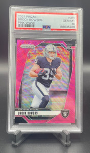 2024 Panini Prizm - Brock Bowers #315 (RC) Rookie Pink Wave PSA 10 GEM MINT 🔥🏴