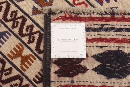 Traditional Vintage Hand Woven Carpet 4'3" x 6'3" Wool Kilim Area Rug - Picture 9 of 9