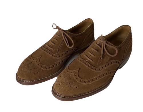 Crockett & Jones Tan Brogue Oxford Wingtip Rochester Shoes Made England Sz 8 1/2 - Picture 2 of 16