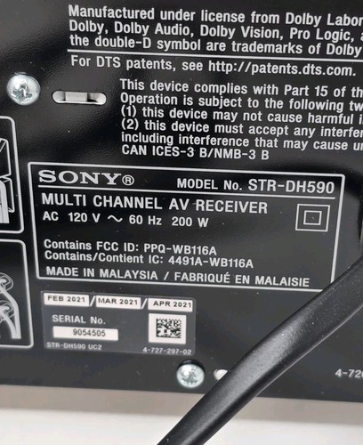 Sony STR-DH590 5.2 Channel 4K AV Bluetooth Stereo Receiver & Remote Bundle - Picture 11 of 13