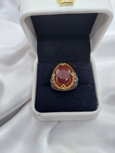 Vintage libanesischer Gold Sterling Ring Cabochon Karneol Citrin Kristall verziert Gr.7,5 - Bild 19 von 24