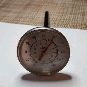 Super Analog Leave-In Meat Thermometer, Bimetallic Dial Probe, Silver Metal