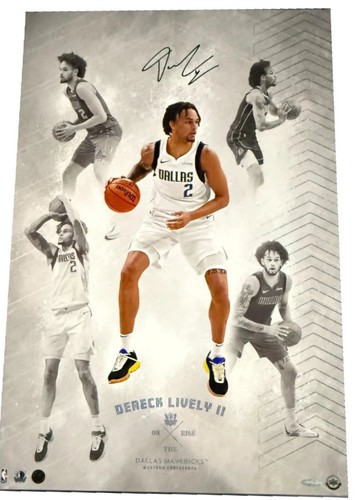 Dereck Lively Autographed "On the Rise" 16x24 Print UDA Dallas Mavericks