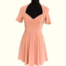 Free People Beach Orange skater style dress with sweetheart neckline size S.