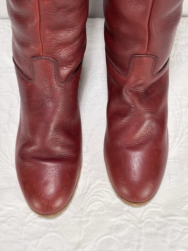 LL Bean hohe kniehohe Lederstiefel Damen 8,5 Mahagoni Rot Vintage Hergestellt in den USA - Bild 4 von 14
