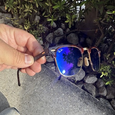 Genuine Ray-Ban RB3016 Clubmaster Brown & blue lens 