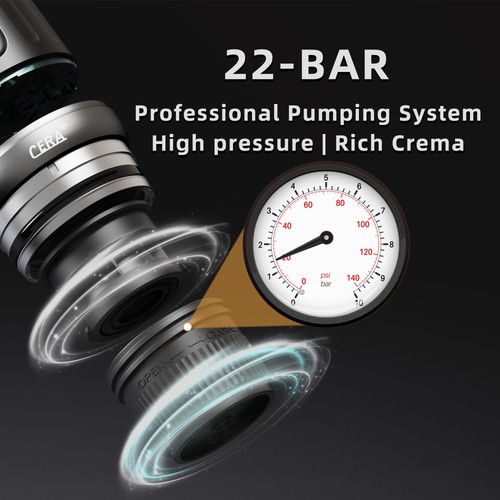 CERA+ Self-Heating Portable Espresso Machine,Up to 8 Cups per Charge & 22 Bar... - Picture 5 of 6