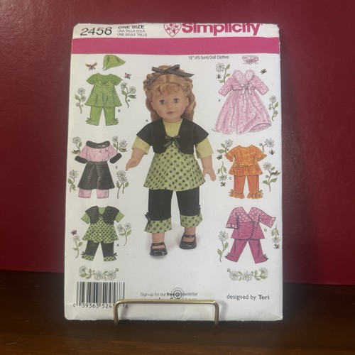Simplicity Sewing Patterns 2458: Doll Clothes, 18”American Girl Size, New, Uncut