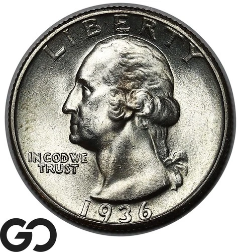 1936 Washington Quarter, Lustrous Gem BU++