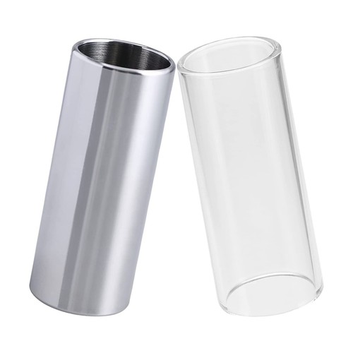 2 Pcs Bottleneck Slide Guitar Slides Slider Glass Stainless Steel
